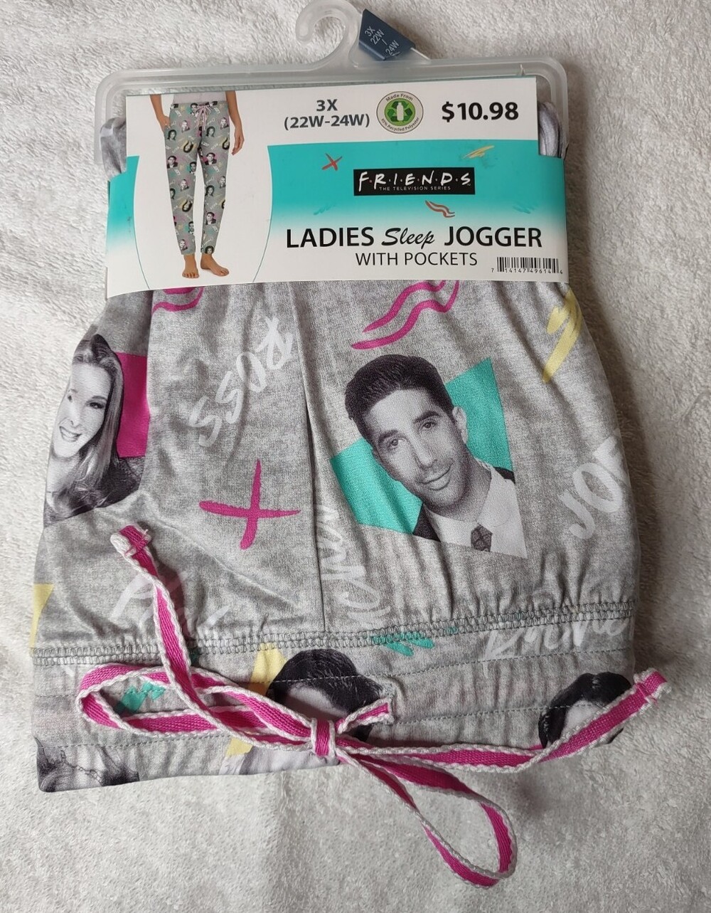 Friends Pajama Pants Ladies 3X Gray Character Portraits Joggers Sleep Pants NEW